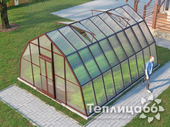 Теплица Рада Иткуль из поликарбоната, 4,5х6 метров, коричневая